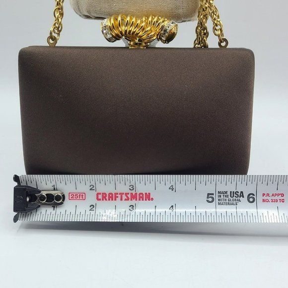 RODO Swarovski Italy Satin Handbag Clutch Purse Shoulder Evening Bag - Picture 3 of 12